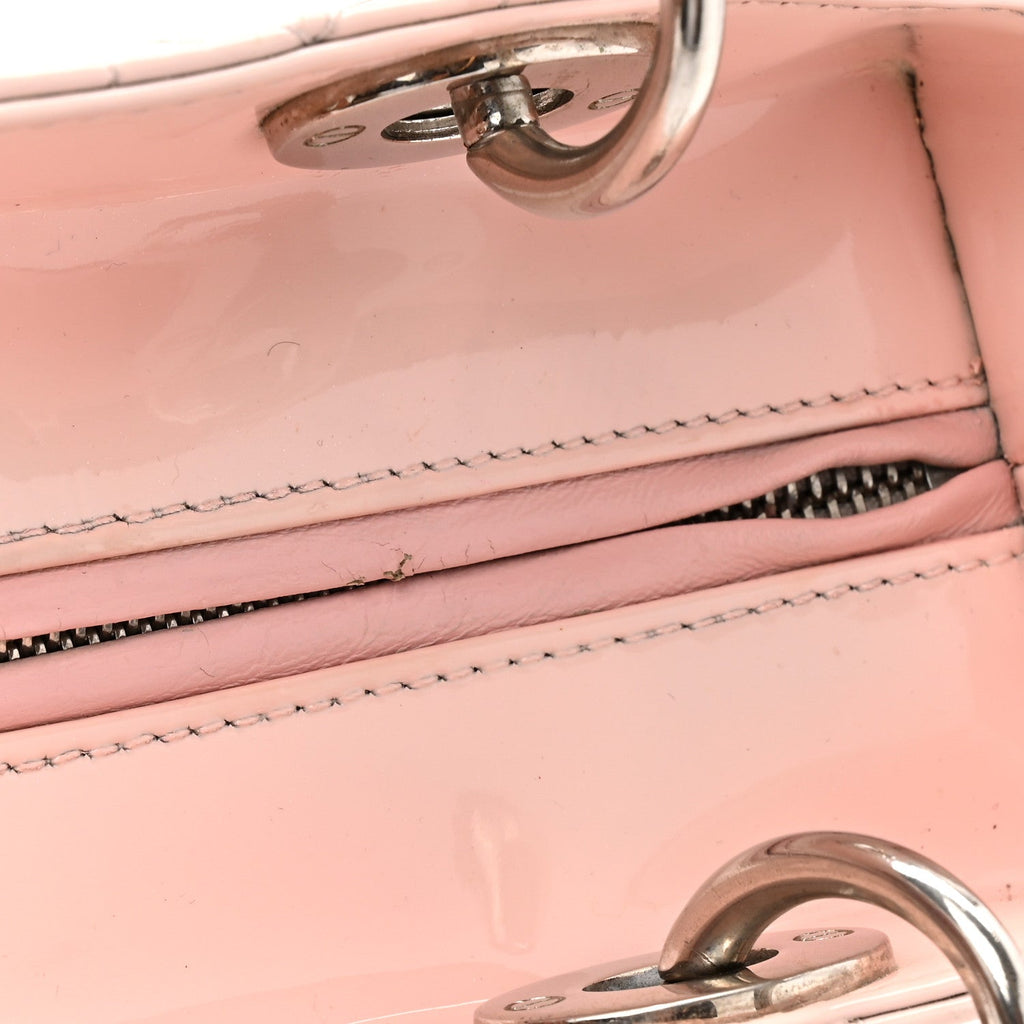 Patent Cannage Medium Lady Dior Rose Clair