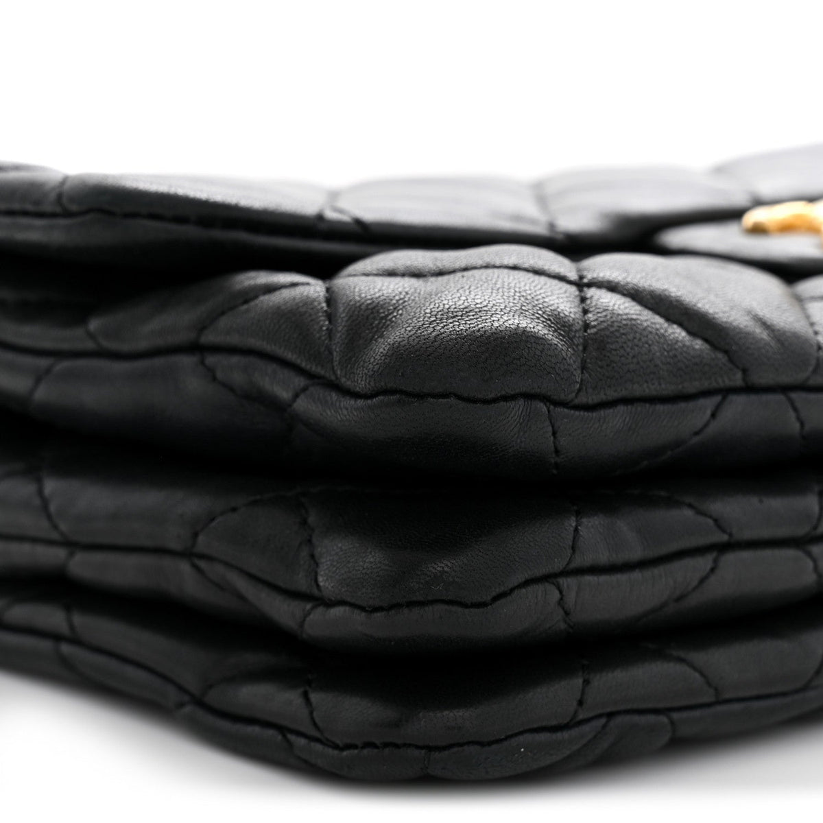 Lambskin Quilted Small Pillow Crush Flap Black