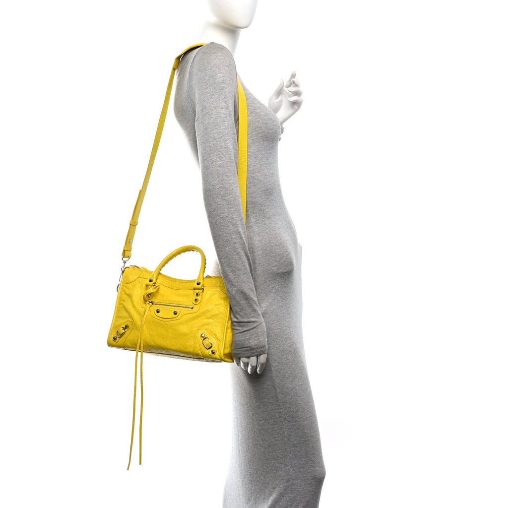 Agneau Classic Silver Hardware City S Jaune Soleil