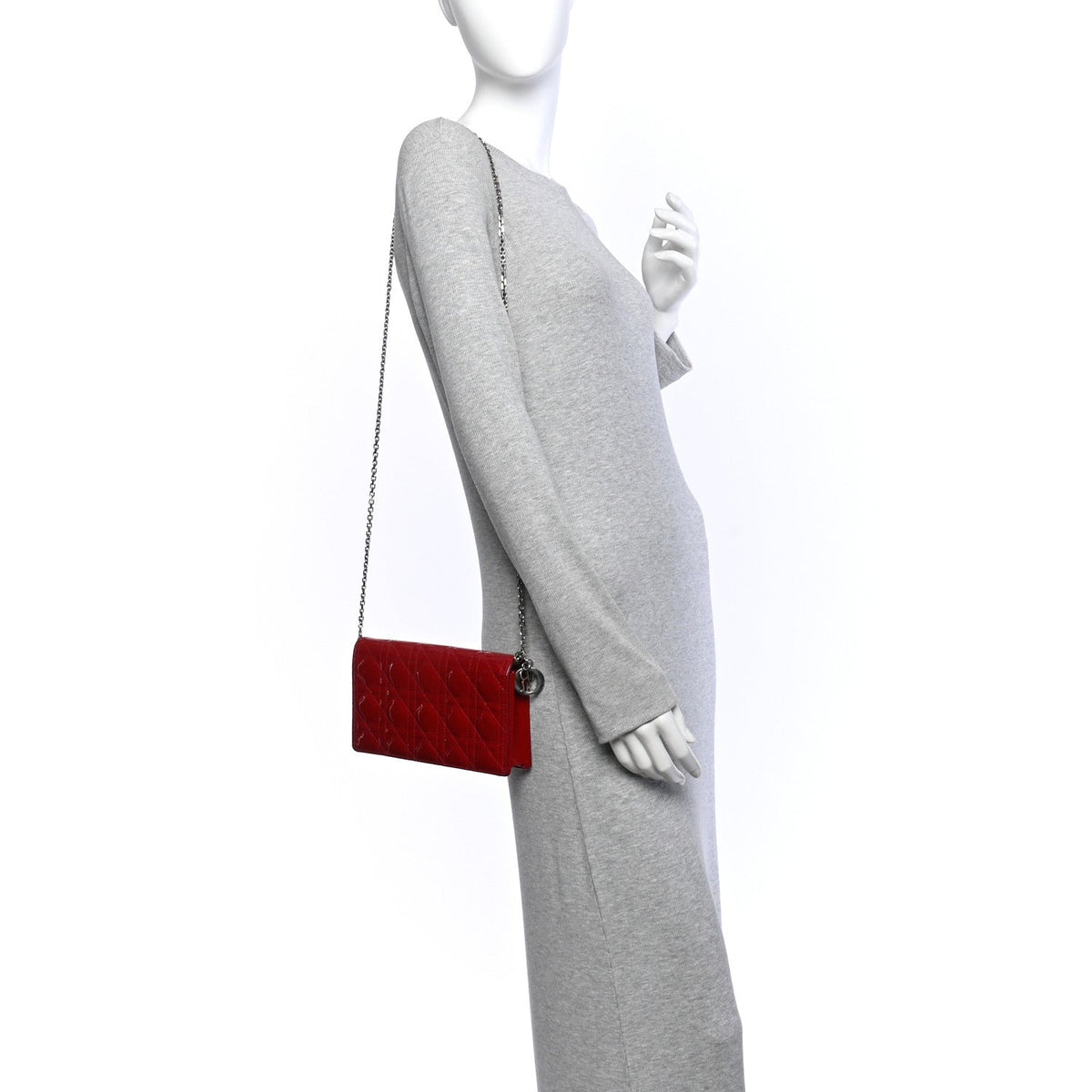 Patent Cannage Lady Dior Clutch Red