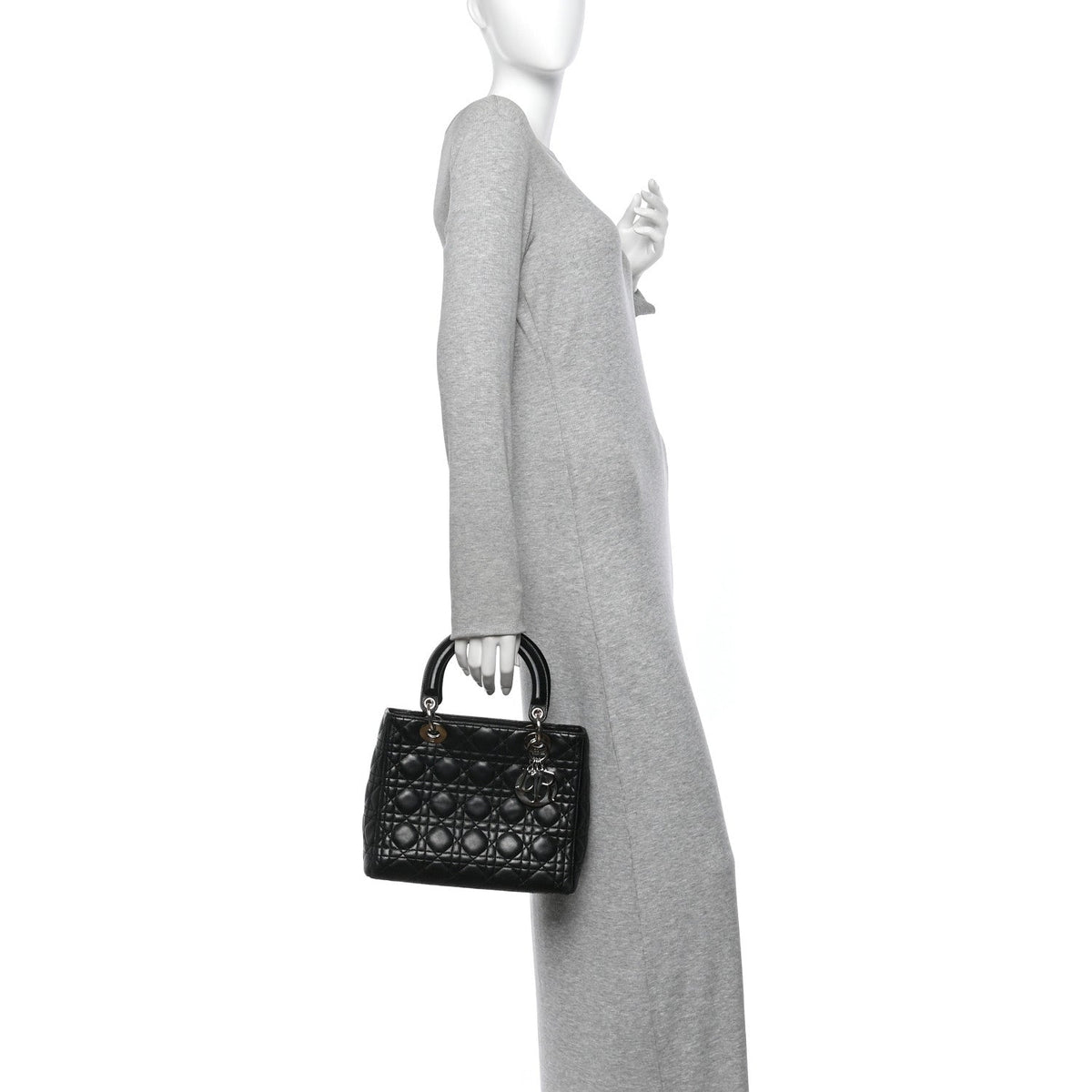 Lambskin Cannage Medium Lady Dior Black