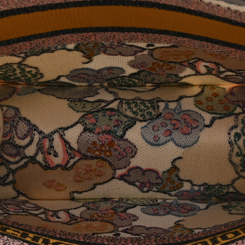 Canvas Embroidered Ciel De Reve Small Book Tote Latte Multicolor