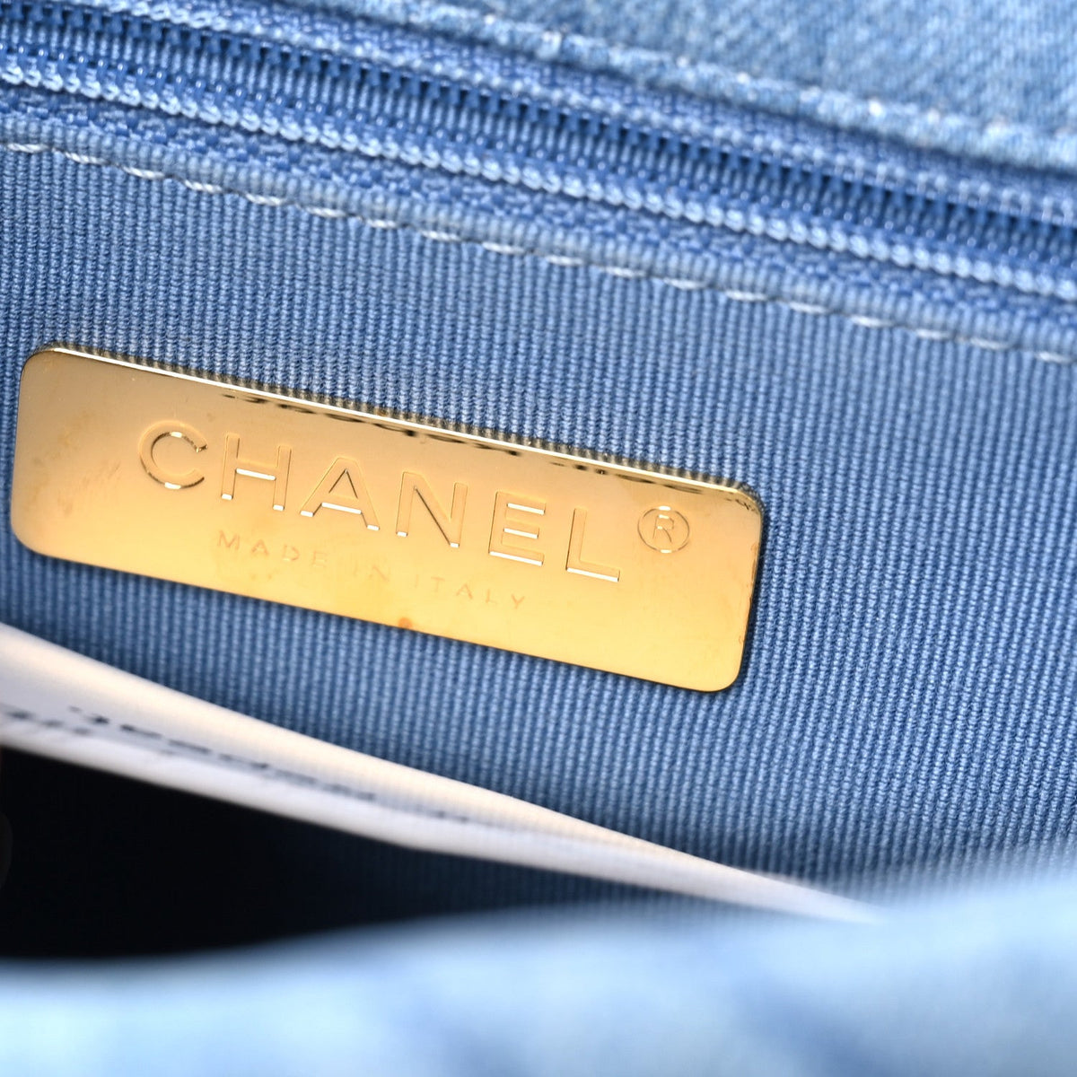 Denim Quilted Medium Chanel 19 Flap Blue
