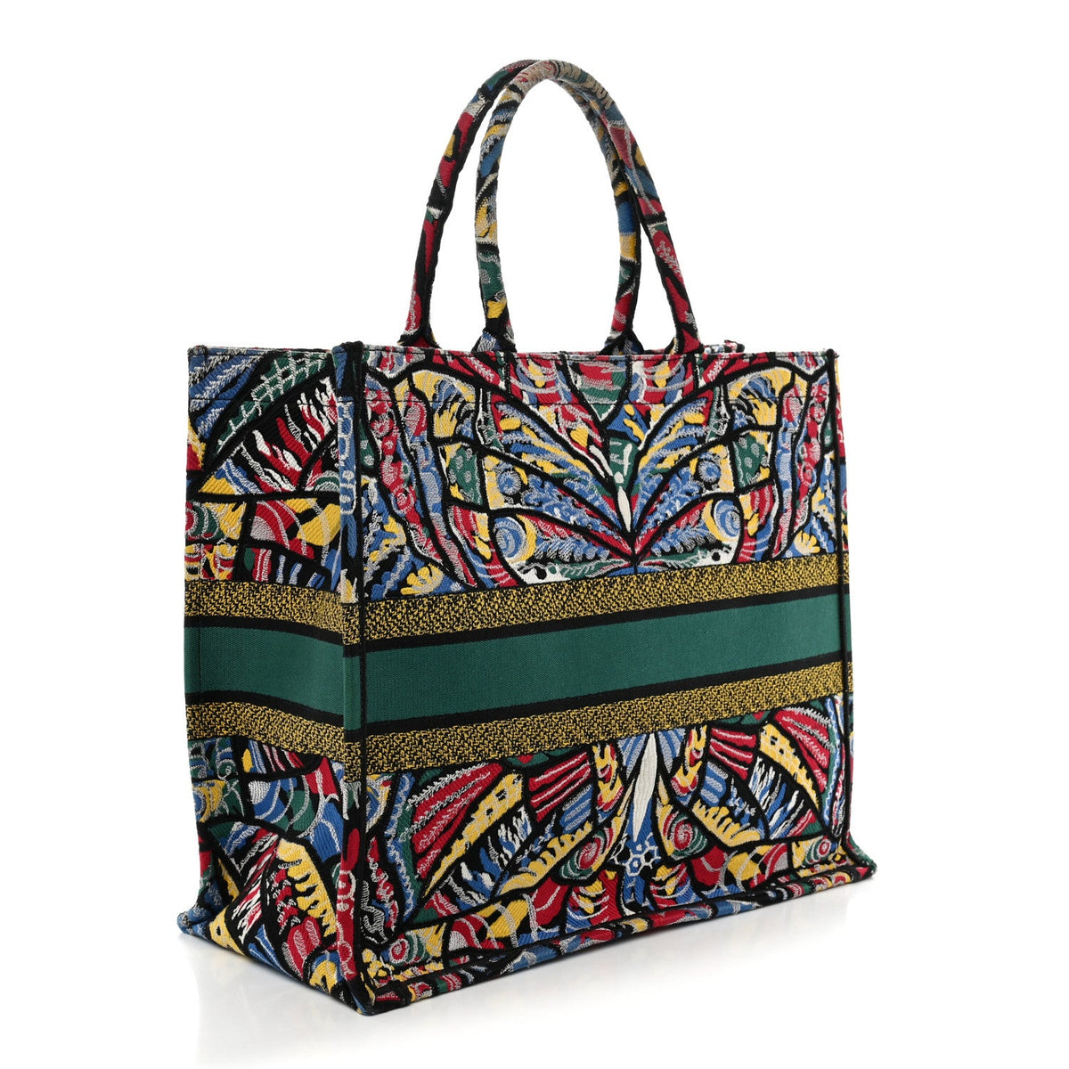 Canvas Embroidered Butterfly Book Tote Black Multicolor