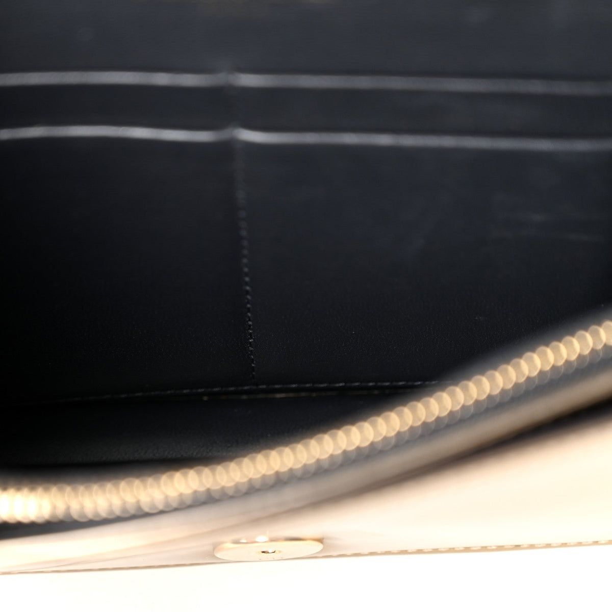 Metallic Patent Micro-Cannage Diorama Wallet on Chain Pouch Gold