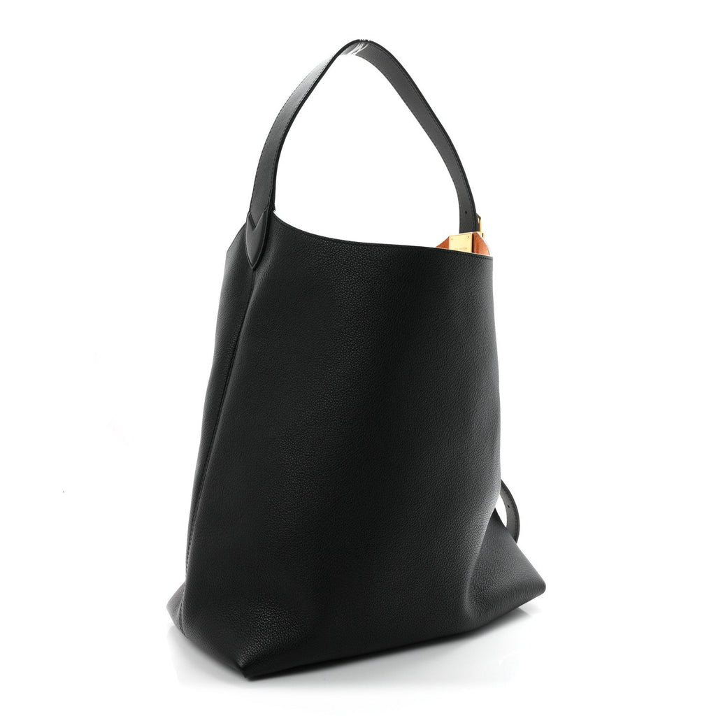 Grained Calfskin Low Key Hobo MM Black