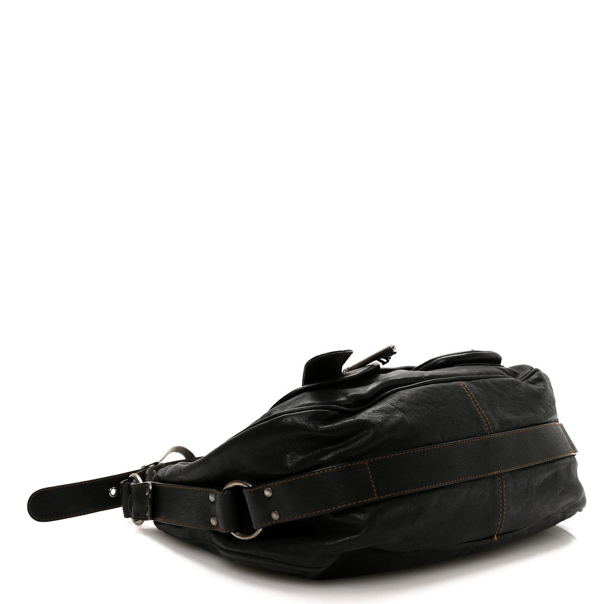 Calfskin Medium Gaucho Double Saddle Bag Black