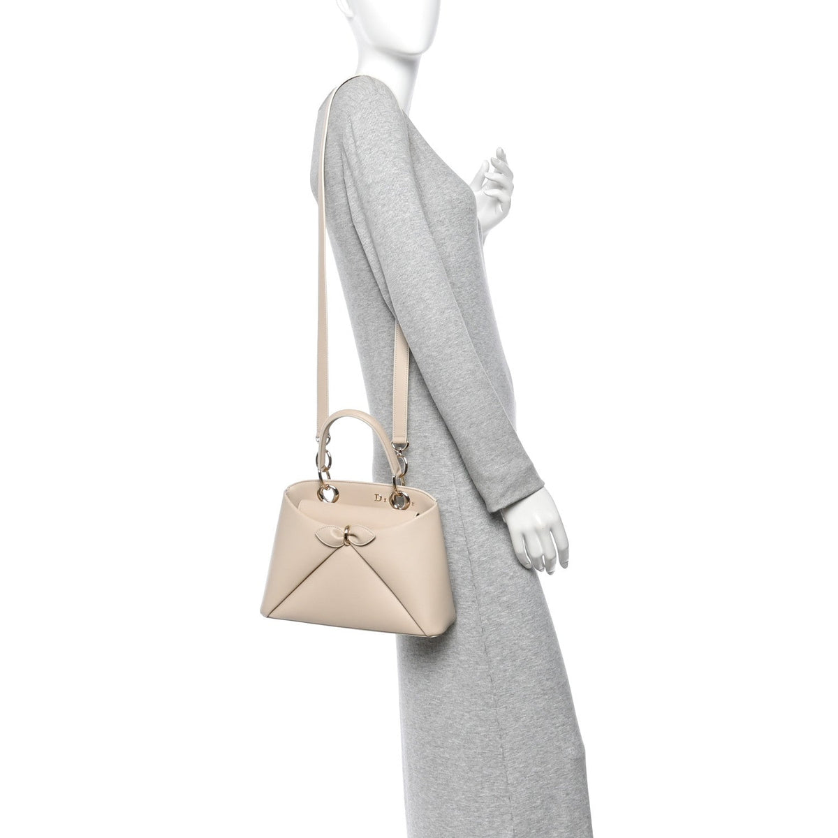 Shiny Smooth Calfskin Small Cigale Bag Beige