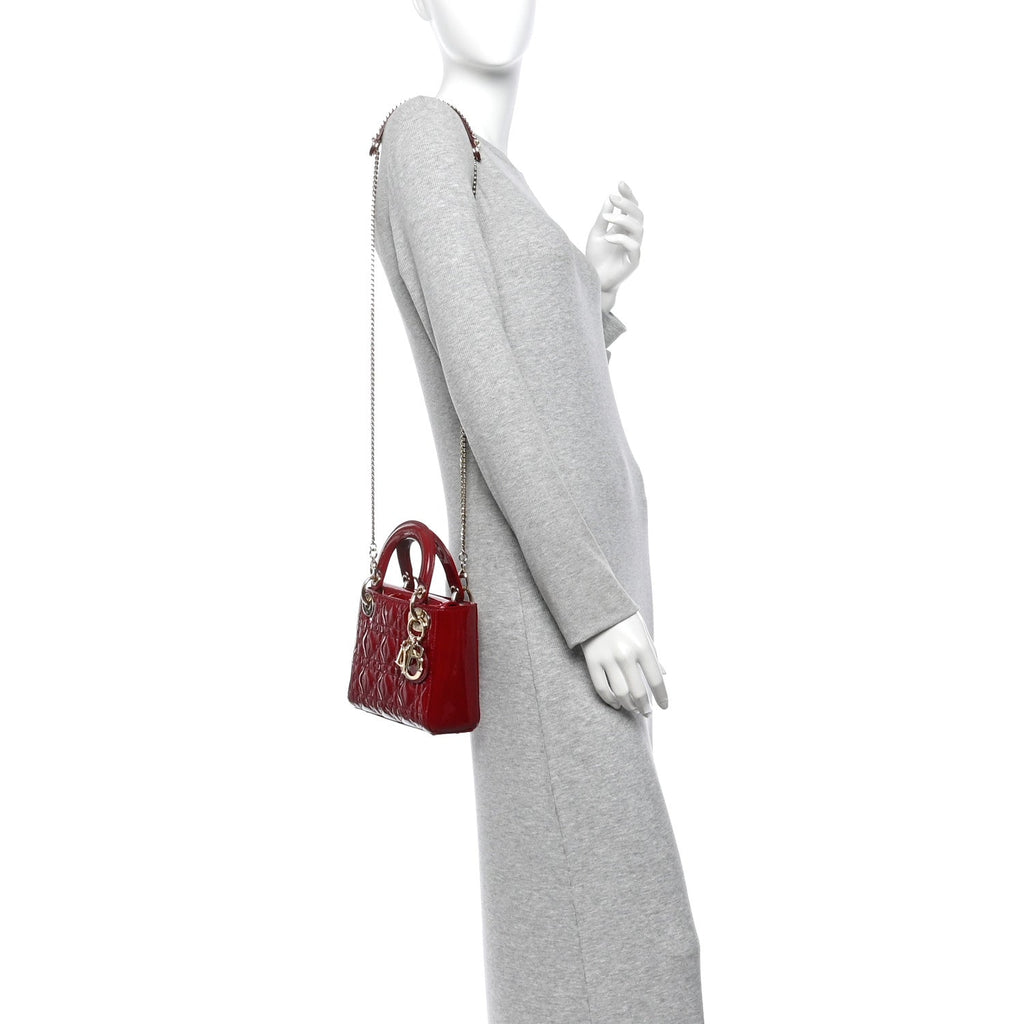 Patent Cannage Mini Lady Dior Red