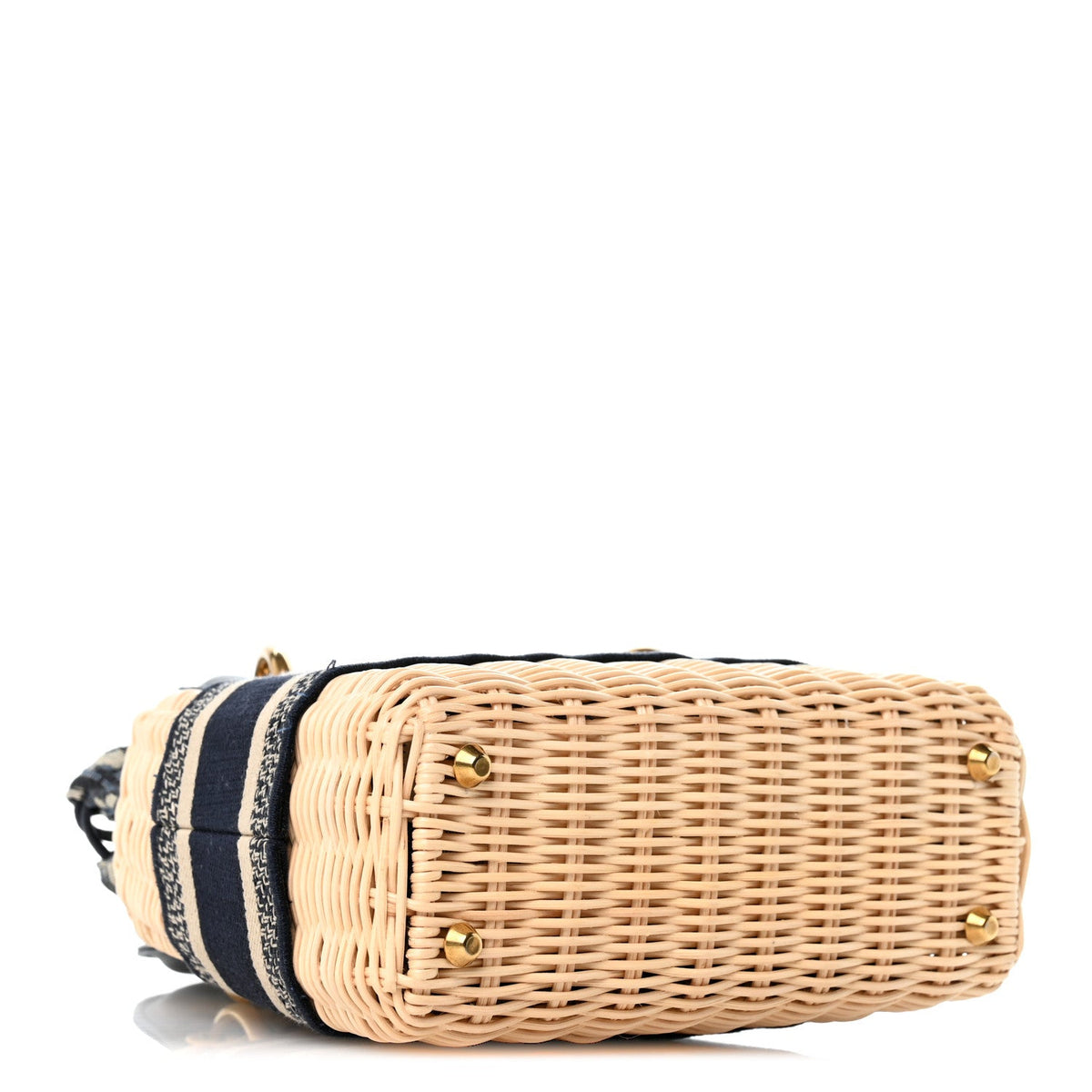 Wicker Oblique Mini Lady Dior Bag Blue