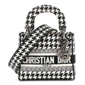Canvas Houndstooth Embroidered Mini Lady D-Lite Black White