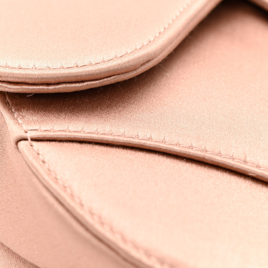 Satin Crystal Mini Saddle Bag Powder Beige