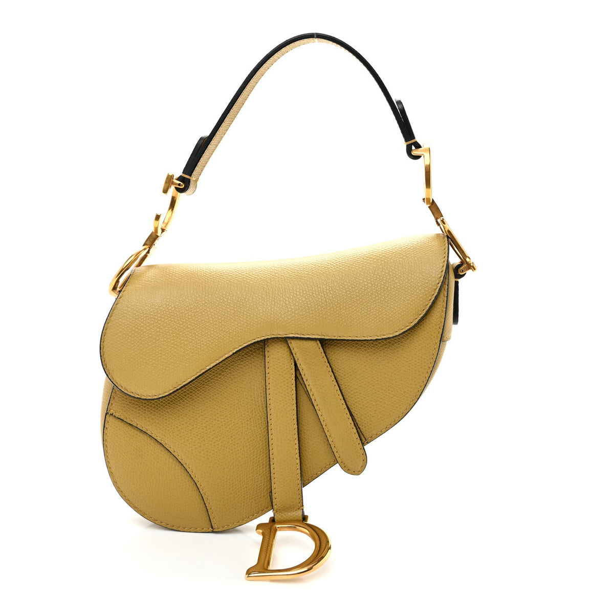 Grained Calfskin Mini Saddle Bag Beige