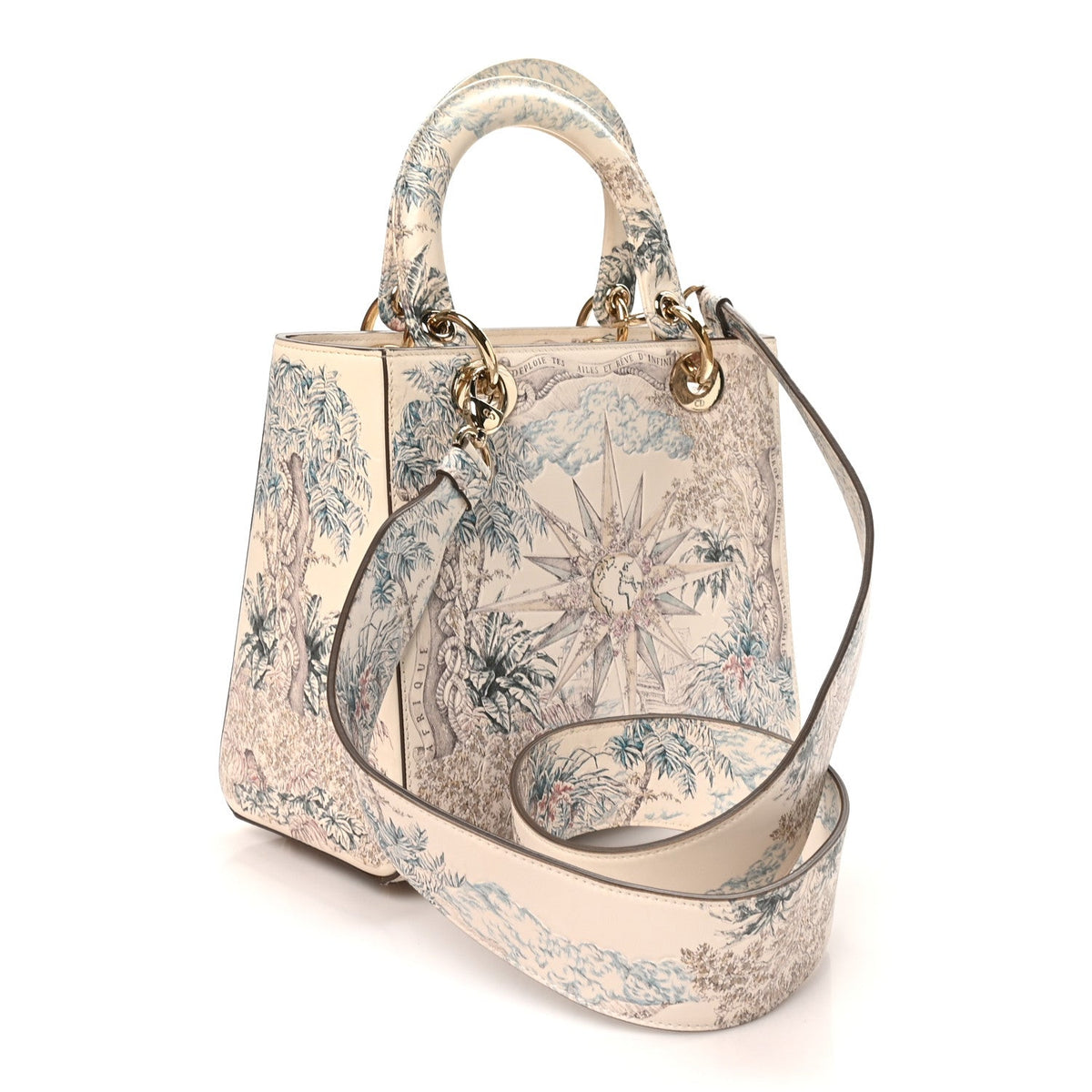 Calfskin Reve d'Infini Print Medium Lady Dior White Multicolor