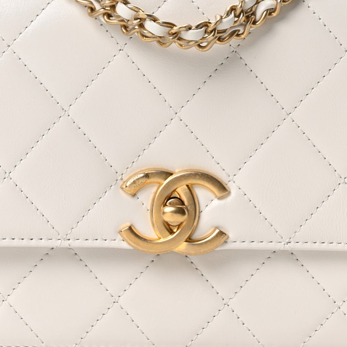Calfskin Quilted Perfect Fit Flap White