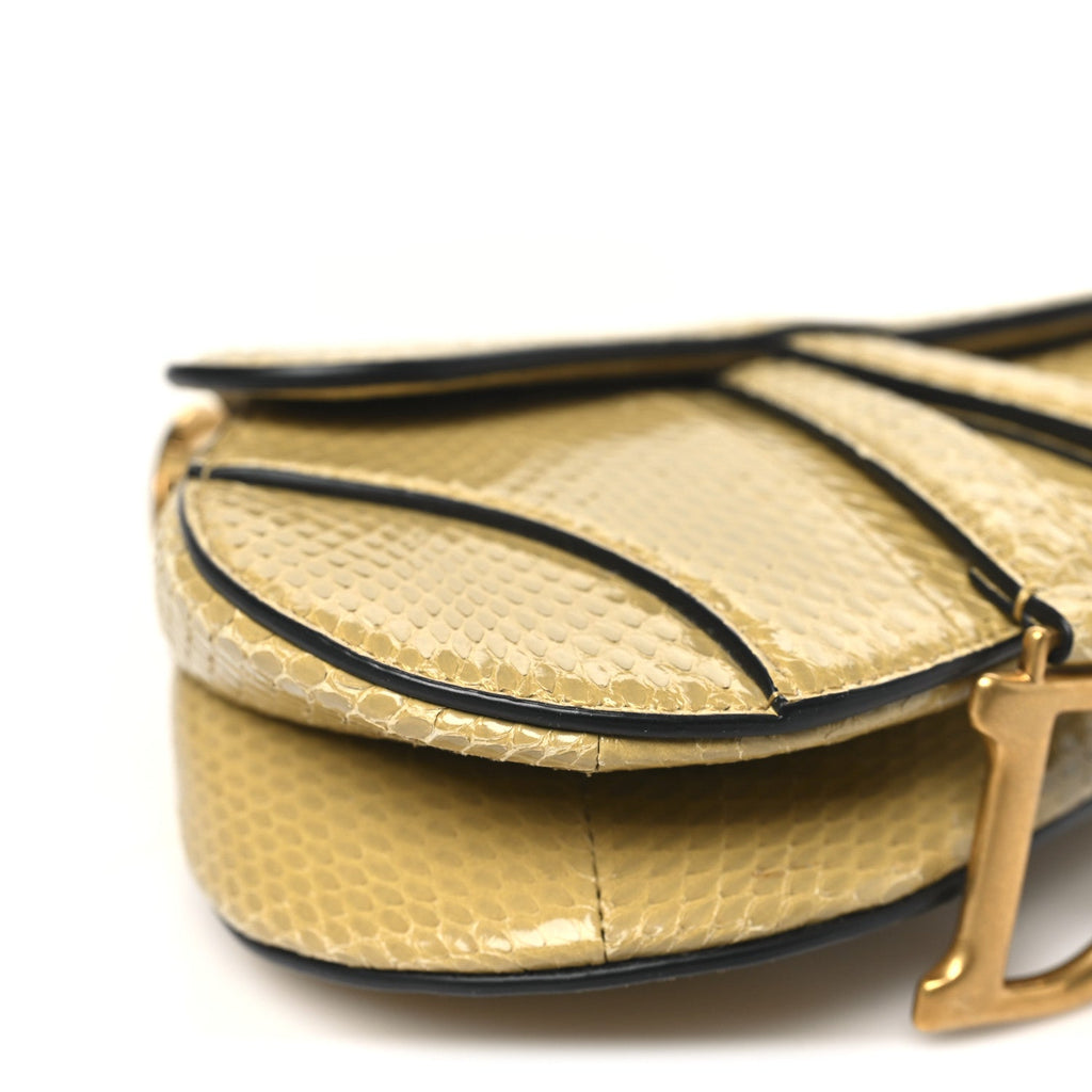 Snakeskin Mini Saddle Bag Beige