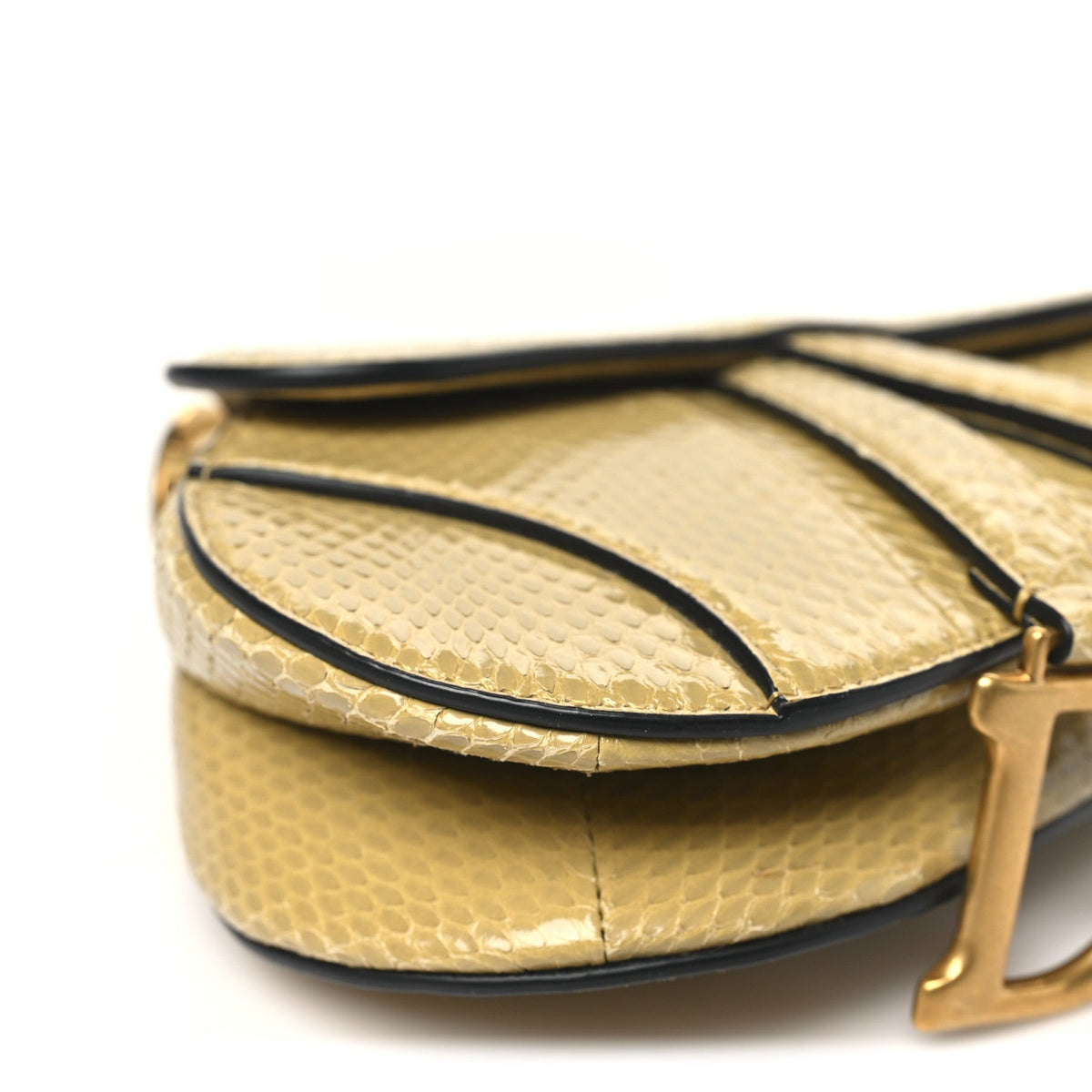 Snakeskin Mini Saddle Bag Beige