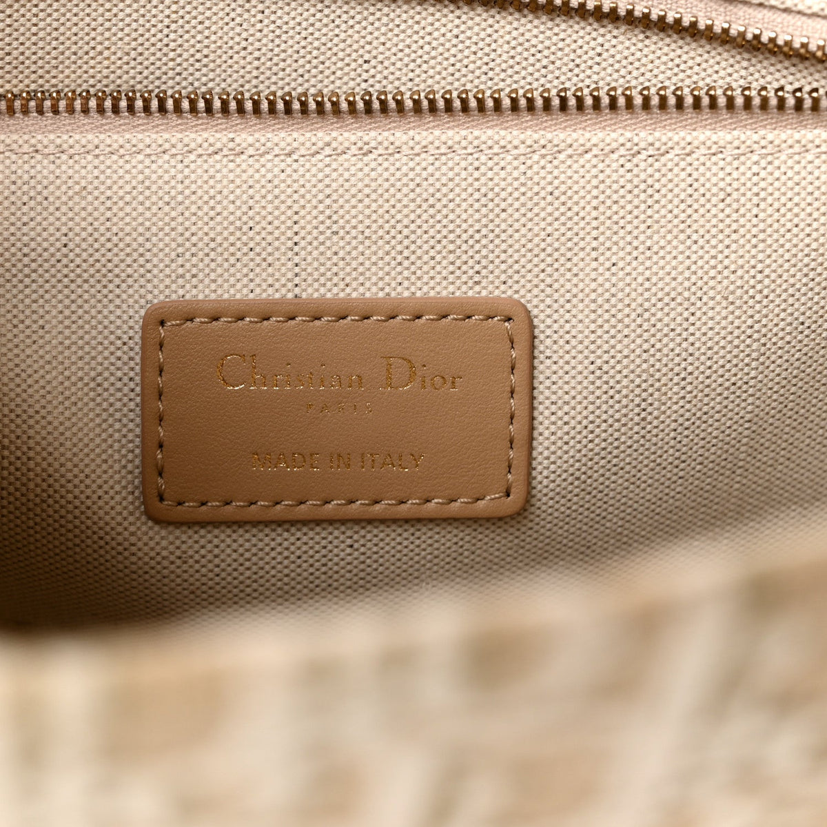 Oblique Chambray Calfskin Small Book Tote With Strap Gold Natural