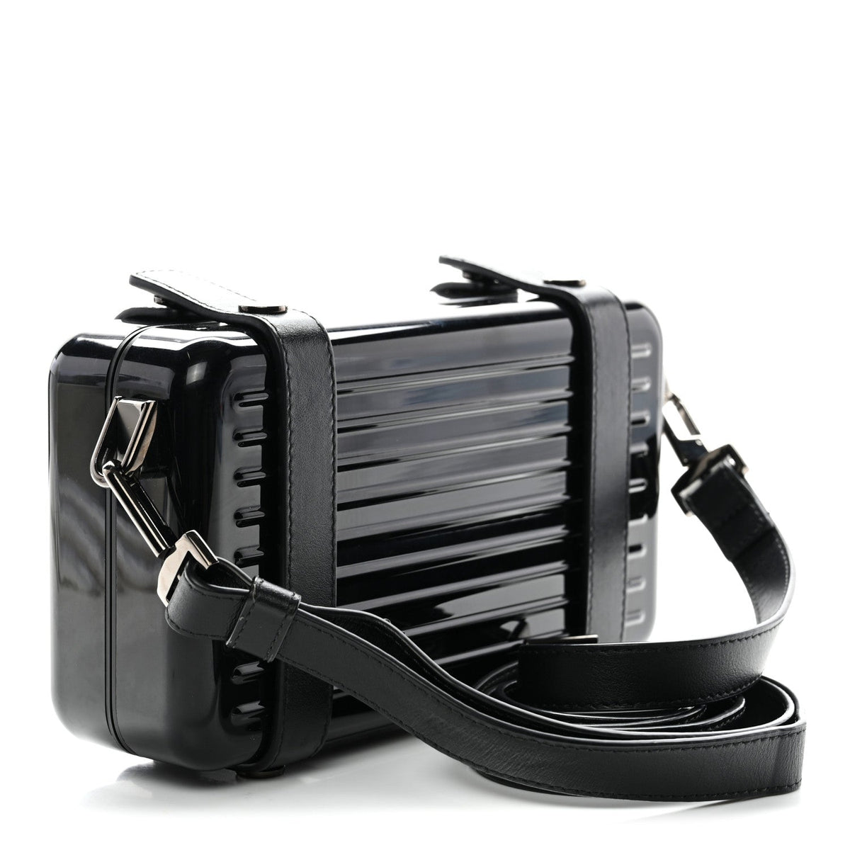 X RIMOWA Aluminum Personal Clutch On Strap Black