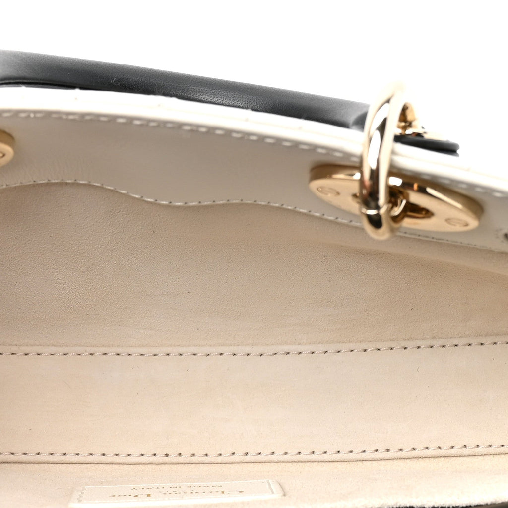 Lambskin Cannage Small Lady D-Joy Latte Black