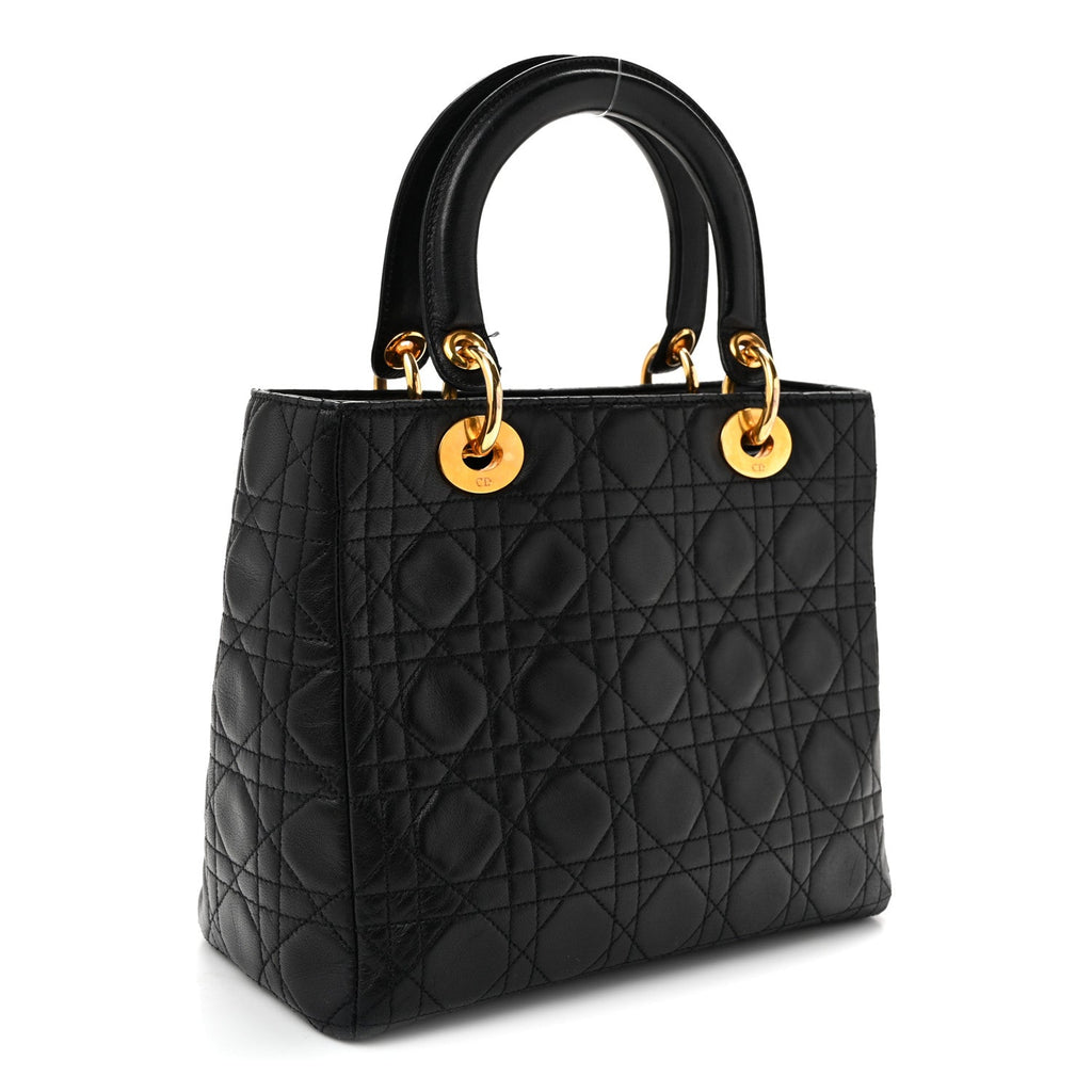 Lambskin Cannage Medium Lady Dior Black