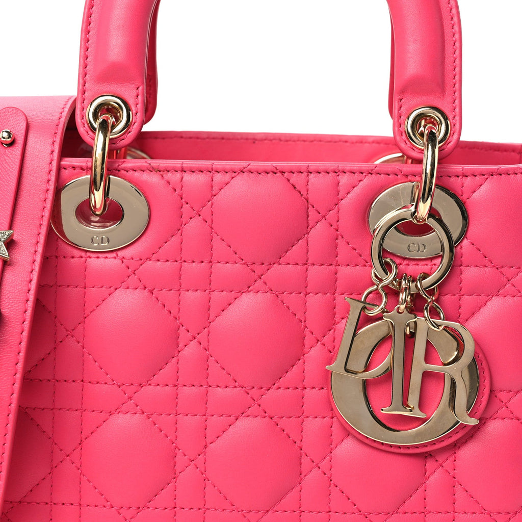 Lambskin Cannage Small My ABCDior Lady Dior Fuchsia
