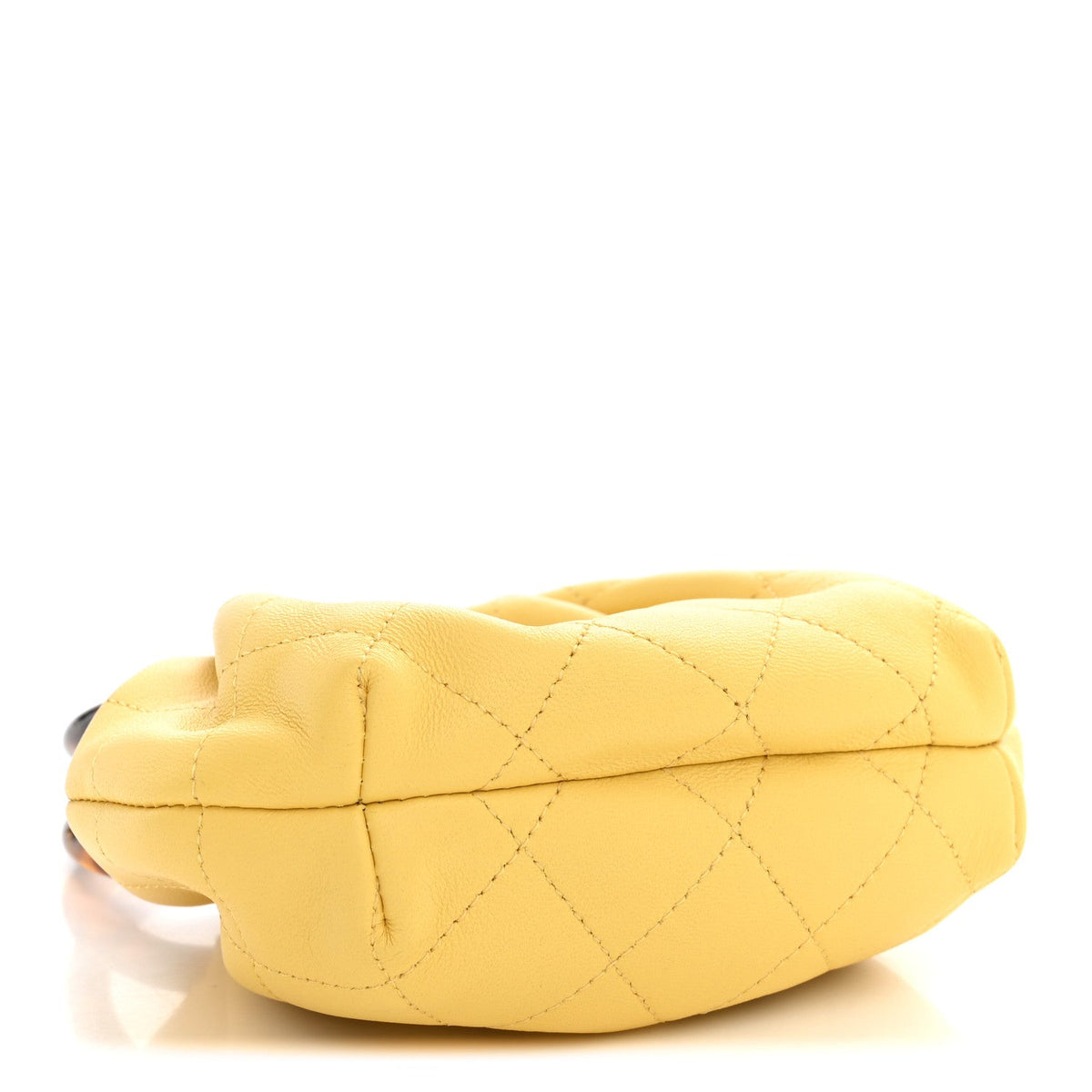 Lambskin Plexiglass Tortoise Shell Quilted Mini Pouch Yellow