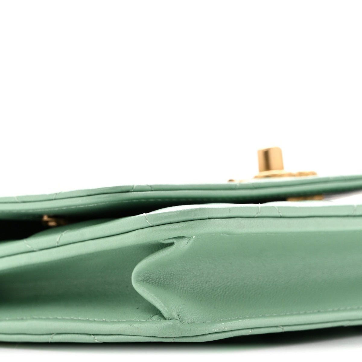 Lambskin Quilted Logo WOC Wallet On Chain Green