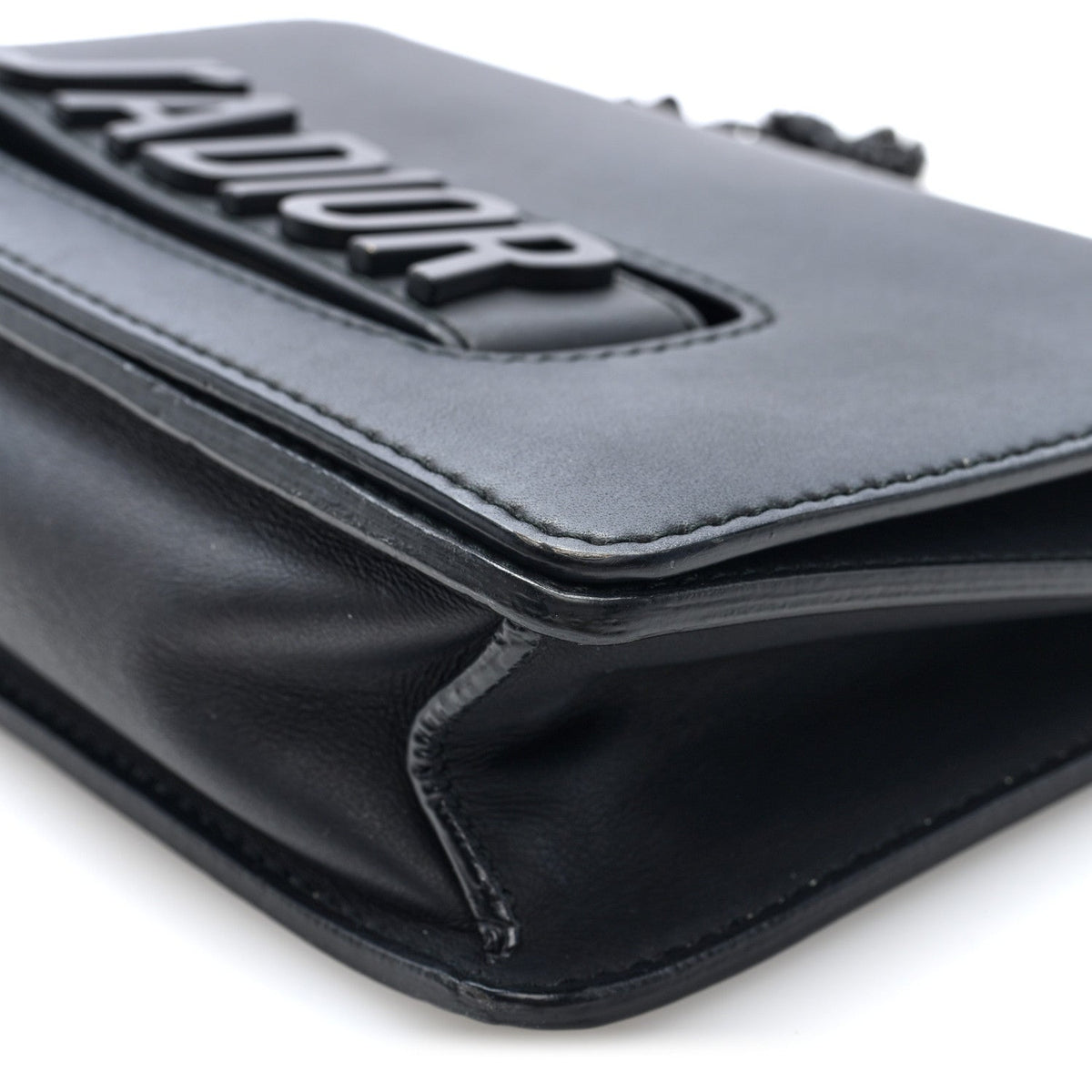 Ultra Matte Calfskin J'Adior Chain Flap Bag Black