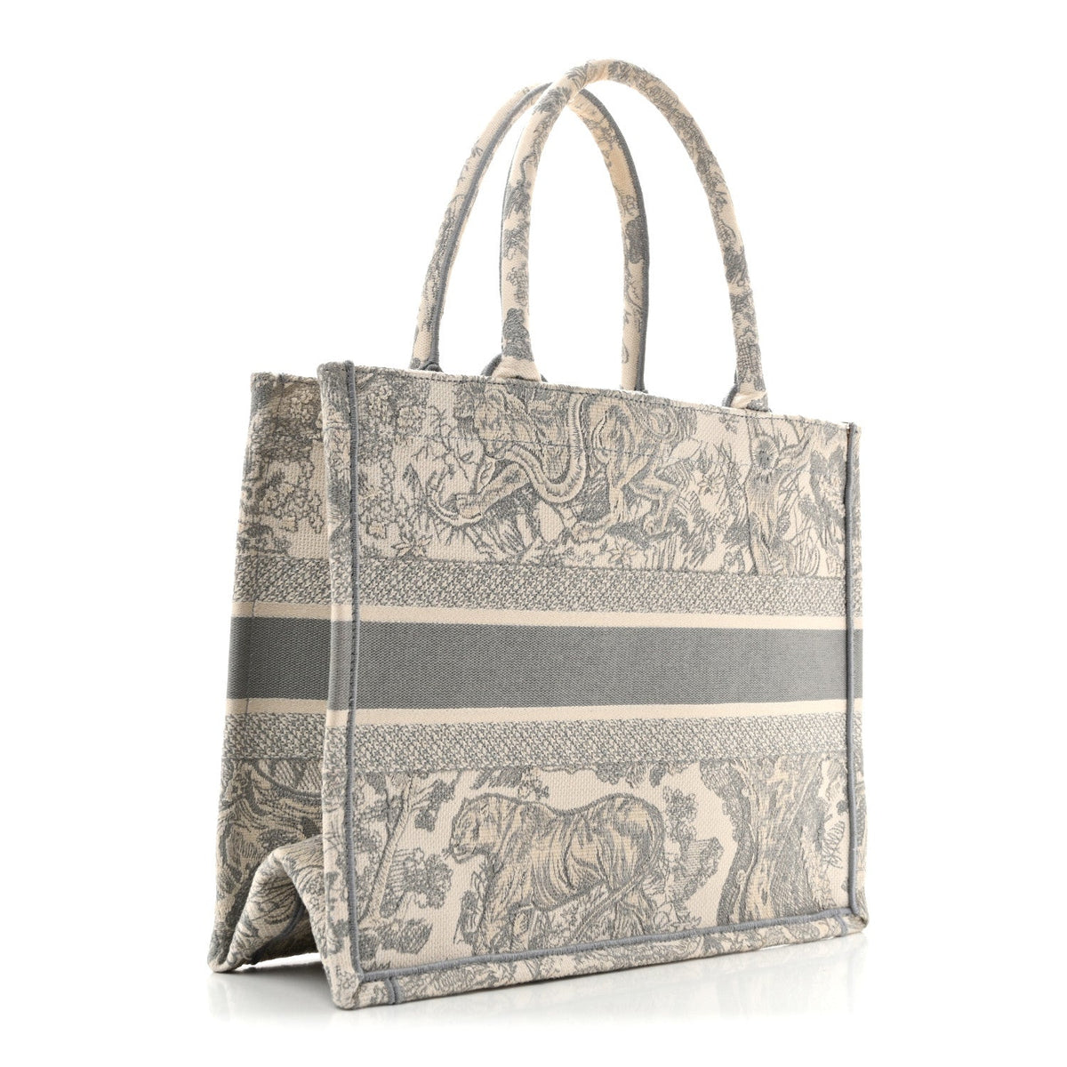 Canvas Embroidered Medium Dioriviera Toile De Jouy Book Tote Gray