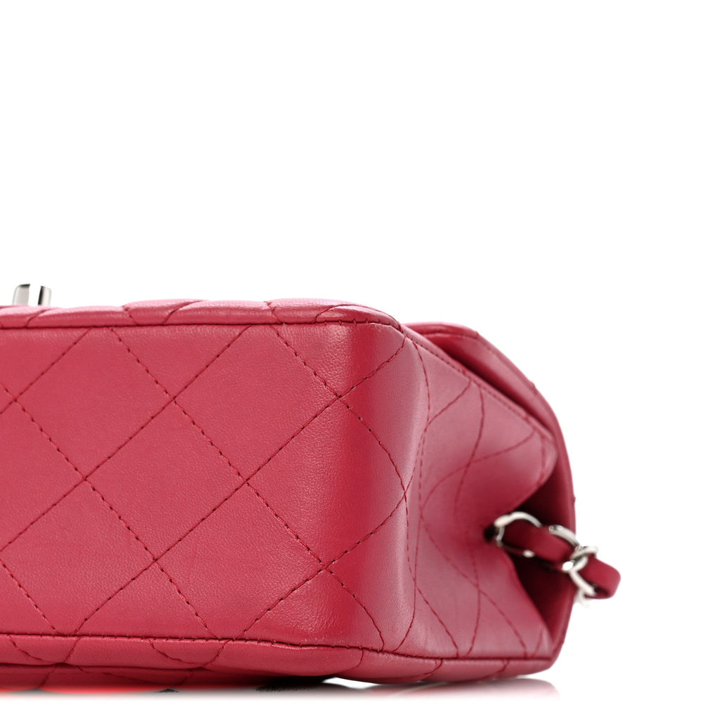 Lambskin Quilted Mini Rectangular Flap Dark Pink
