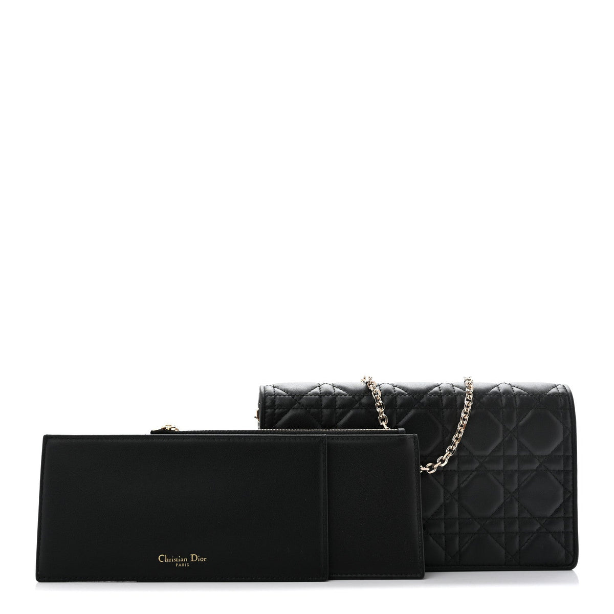 Lambskin Cannage Lady Dior Pouch Black
