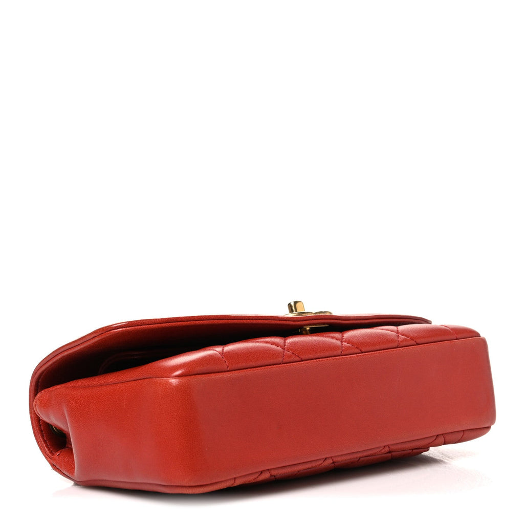 Lambskin Quilted Small Single Flap Red