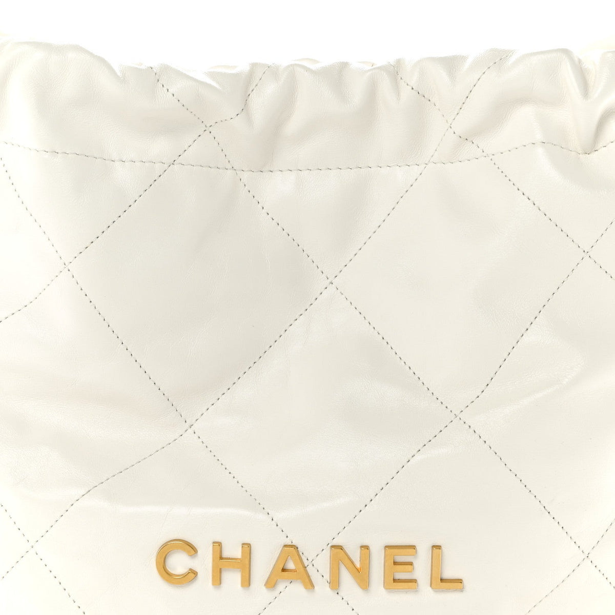 Shiny Calfskin Quilted Small Chanel 22 White