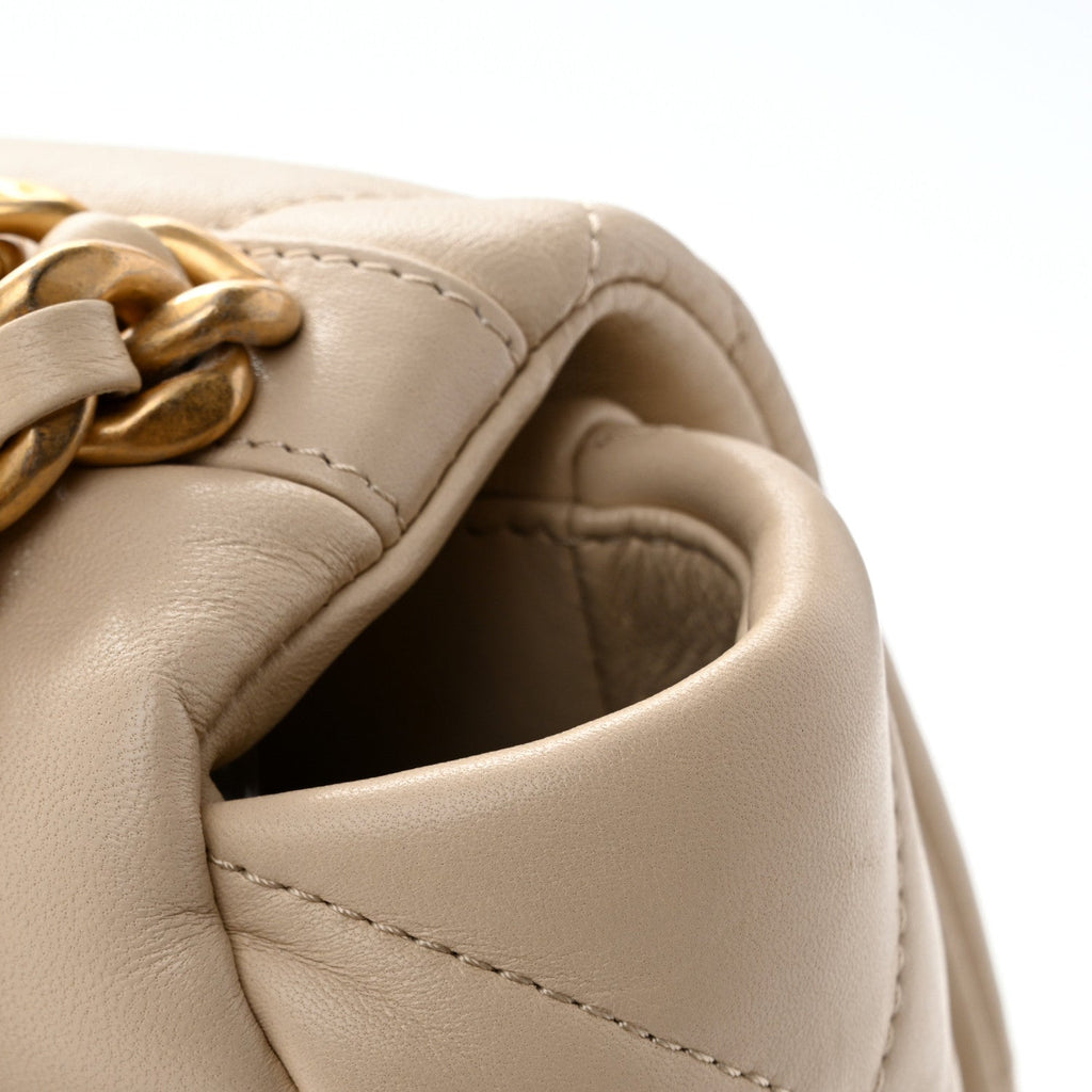 Lambskin Quilted Maxi Chanel 19 Flap Beige