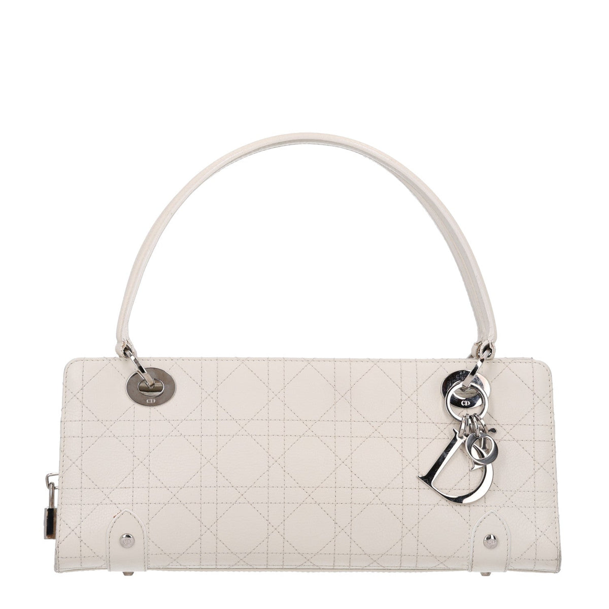Calfskin Cannage Stitched East West Lady Dior White
