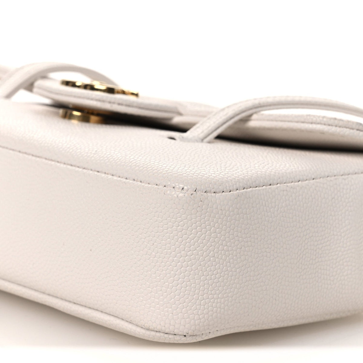 Shiny Caviar Mini Preppy Coco Shoulder Bag White