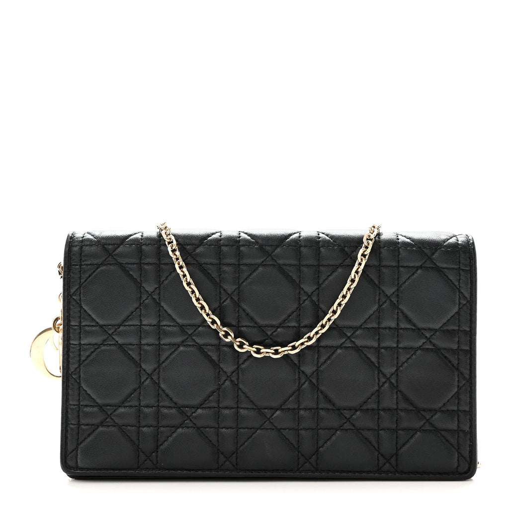 Lambskin Cannage Lady Dior Pouch Black