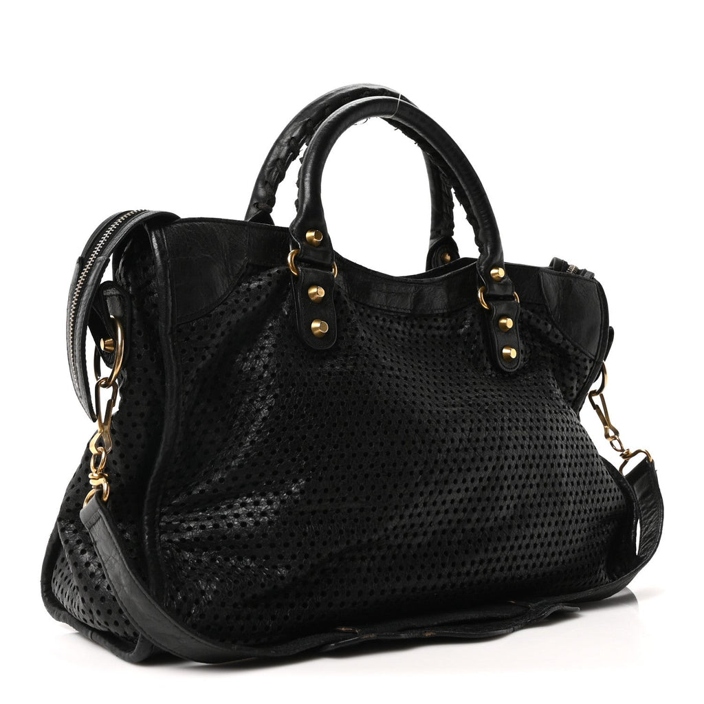 Agneau Laser Cut Cross Classic Gold Hardware City Black
