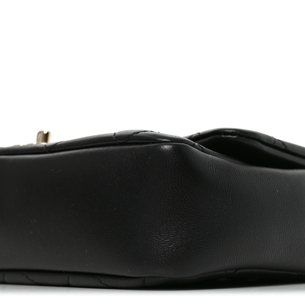 Lambskin Quilted Resin Bi-Color Chain Flap Bag Black