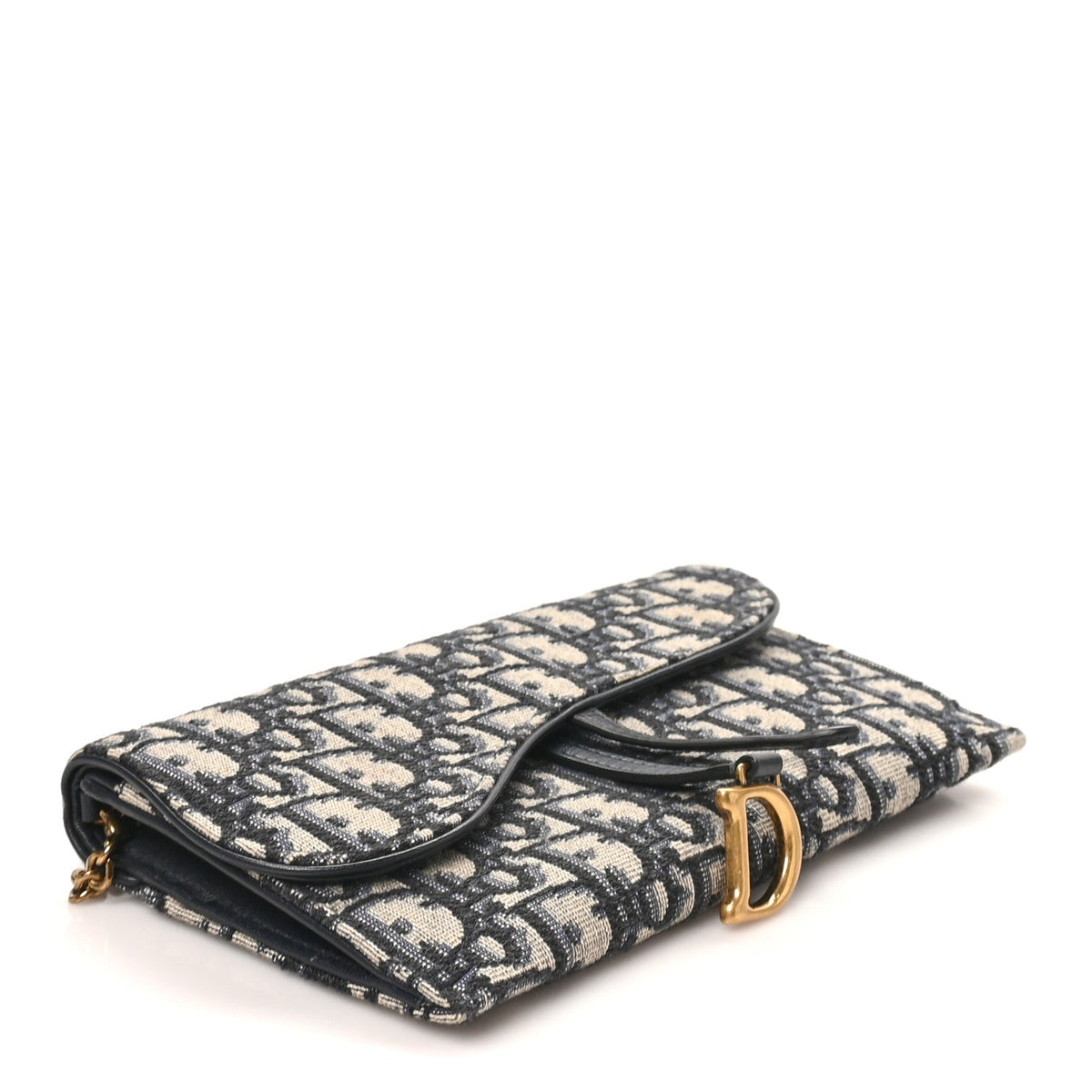 Oblique Saddle Chain Long Wallet Blue