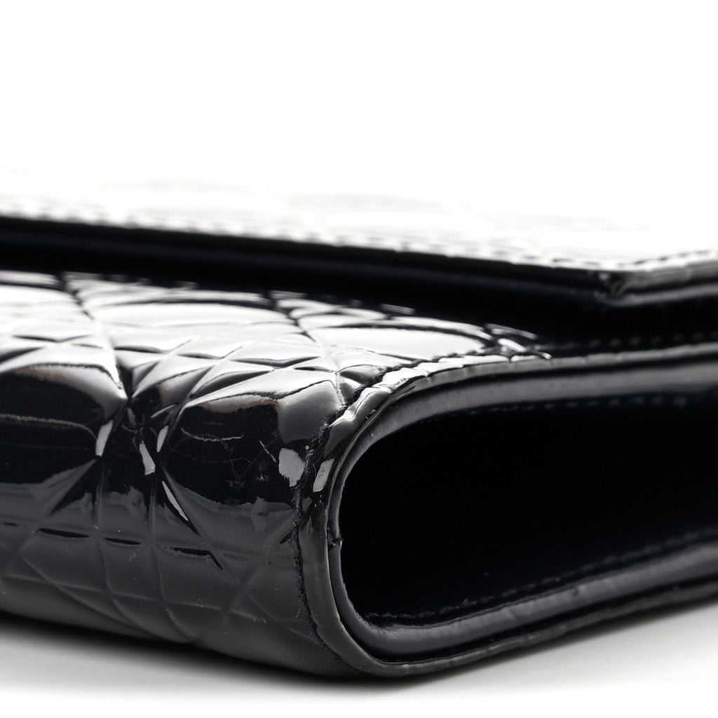 Patent Cannage Lady Dior Rendezvous Wallet On Chain Navy Blue