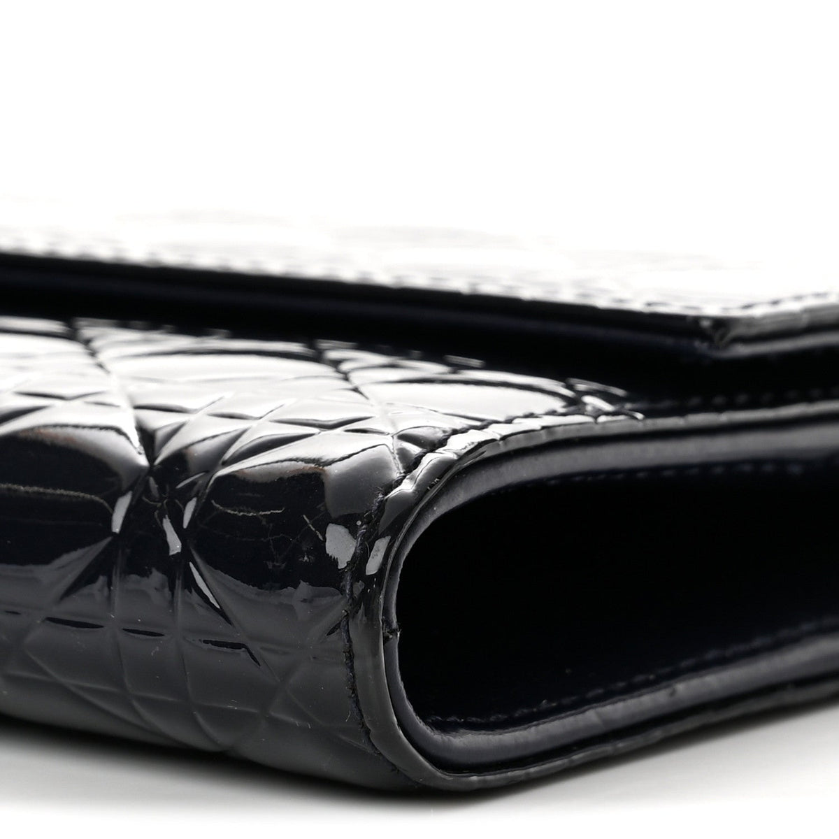 Patent Cannage Lady Dior Rendezvous Wallet On Chain Navy Blue