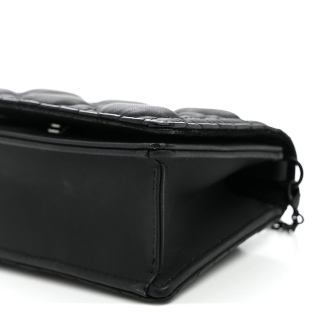 Ultra Matte Calfskin Cannage Nano Lady Dior Pouch Black