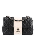Lambskin Quilted Mini Rectangular Flap Black White