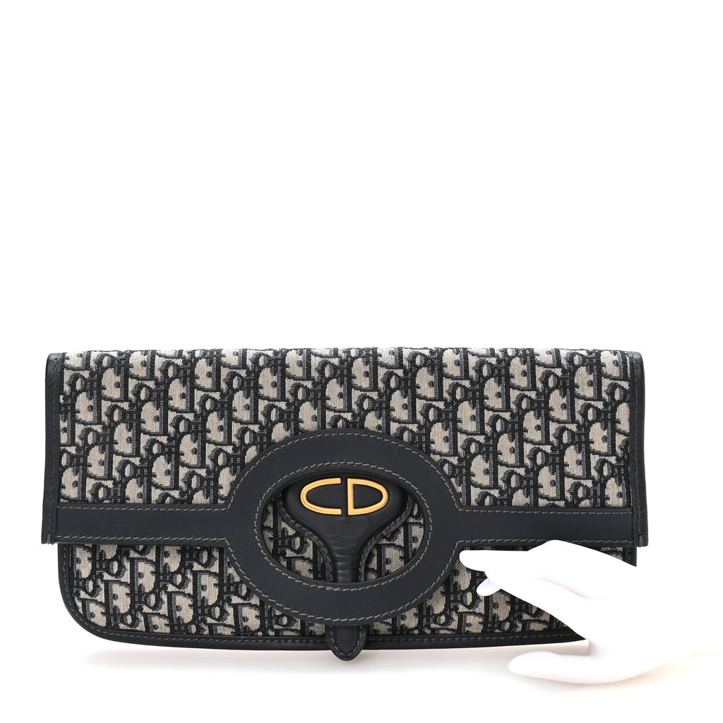 Oblique Fold Over Clutch Blue