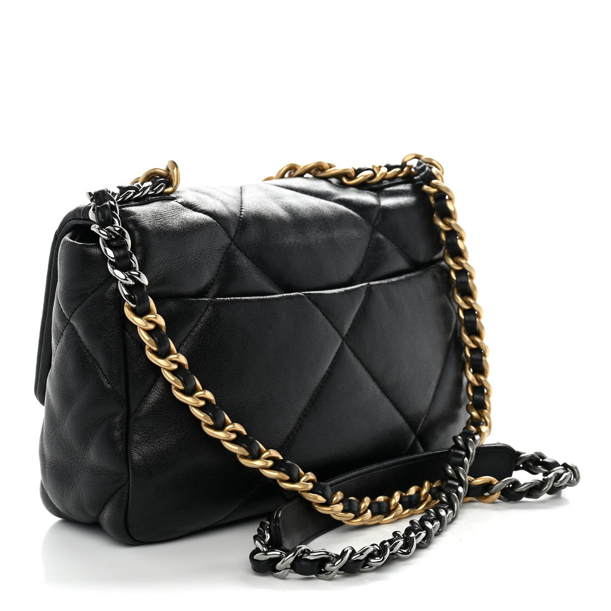 Goatskin Quilted Medium Chanel 19 Flap Black