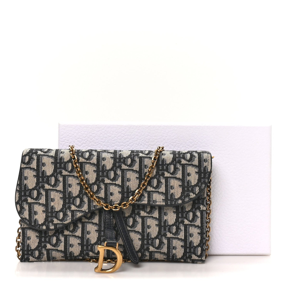 Oblique Saddle Chain Long Wallet Blue