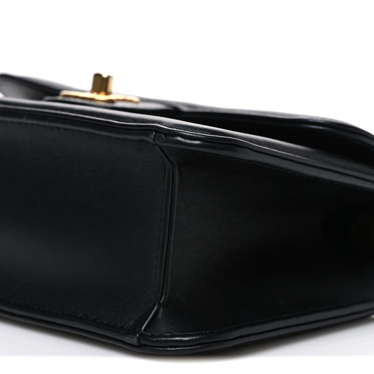 Lambskin Calfskin Mini Chocolate Bar Flap Bag Black