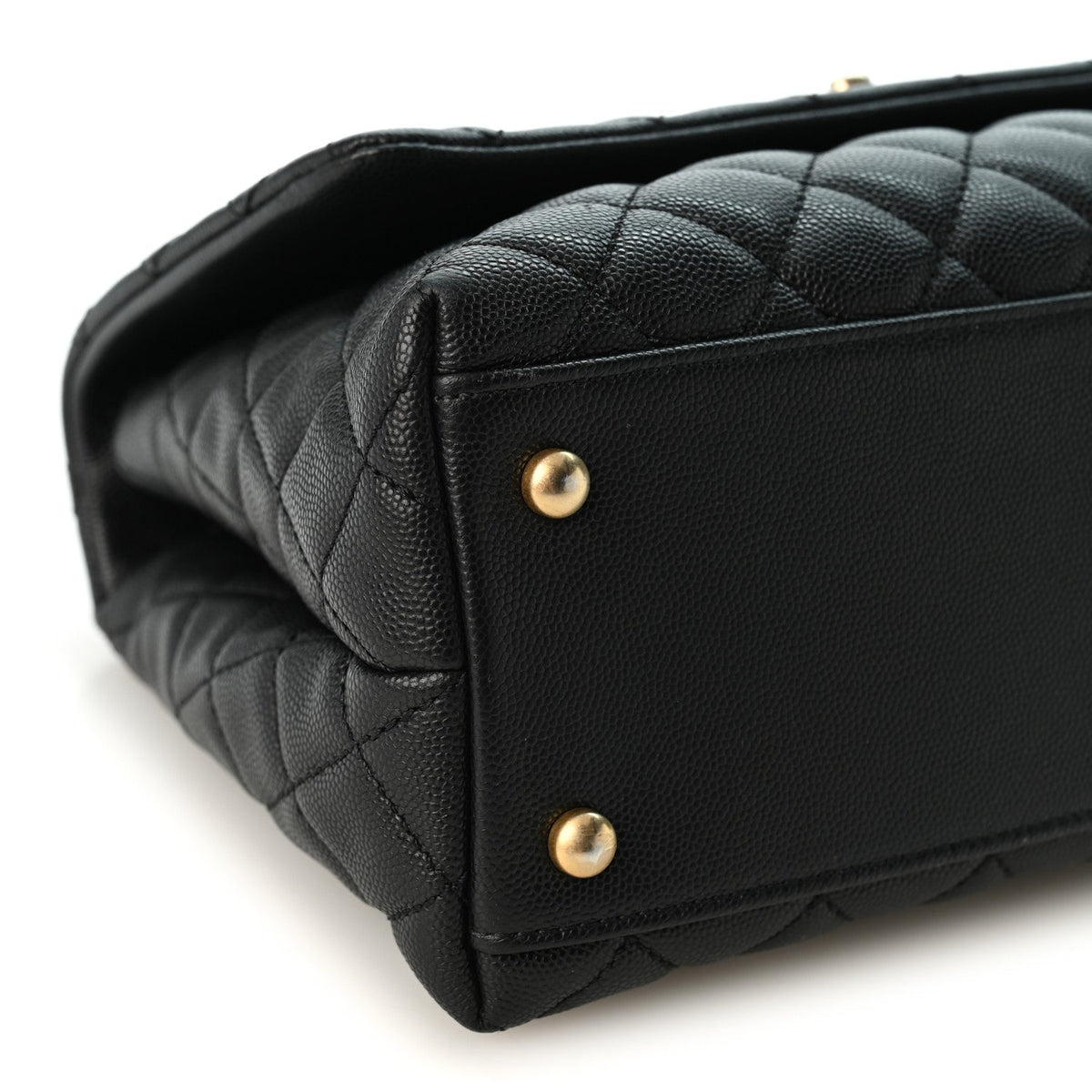 Caviar Quilted Small Coco Handle Flap Black